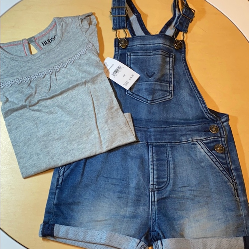 Hudson super rinse shortall jeans with tee